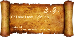 Czimbalmos Géza névjegykártya